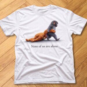 White Punch Monkey Friendship Graphic T-Shirt Cute Animal Quote Tee